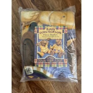 Vintage 2004 Teresa Kogut Rain Down Your Love Teddy Bear Fleece Blanket- New